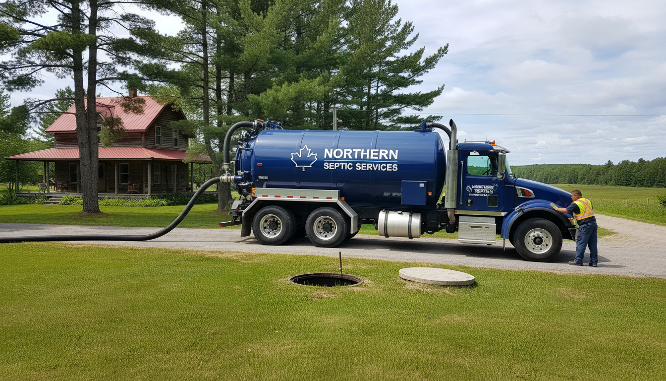 Septic tank being pumped at Callander area property