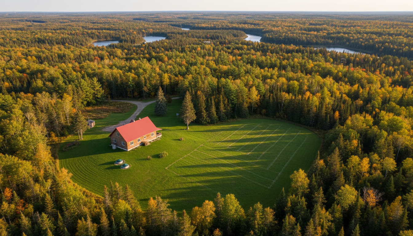 Aerial view of a septic system installation