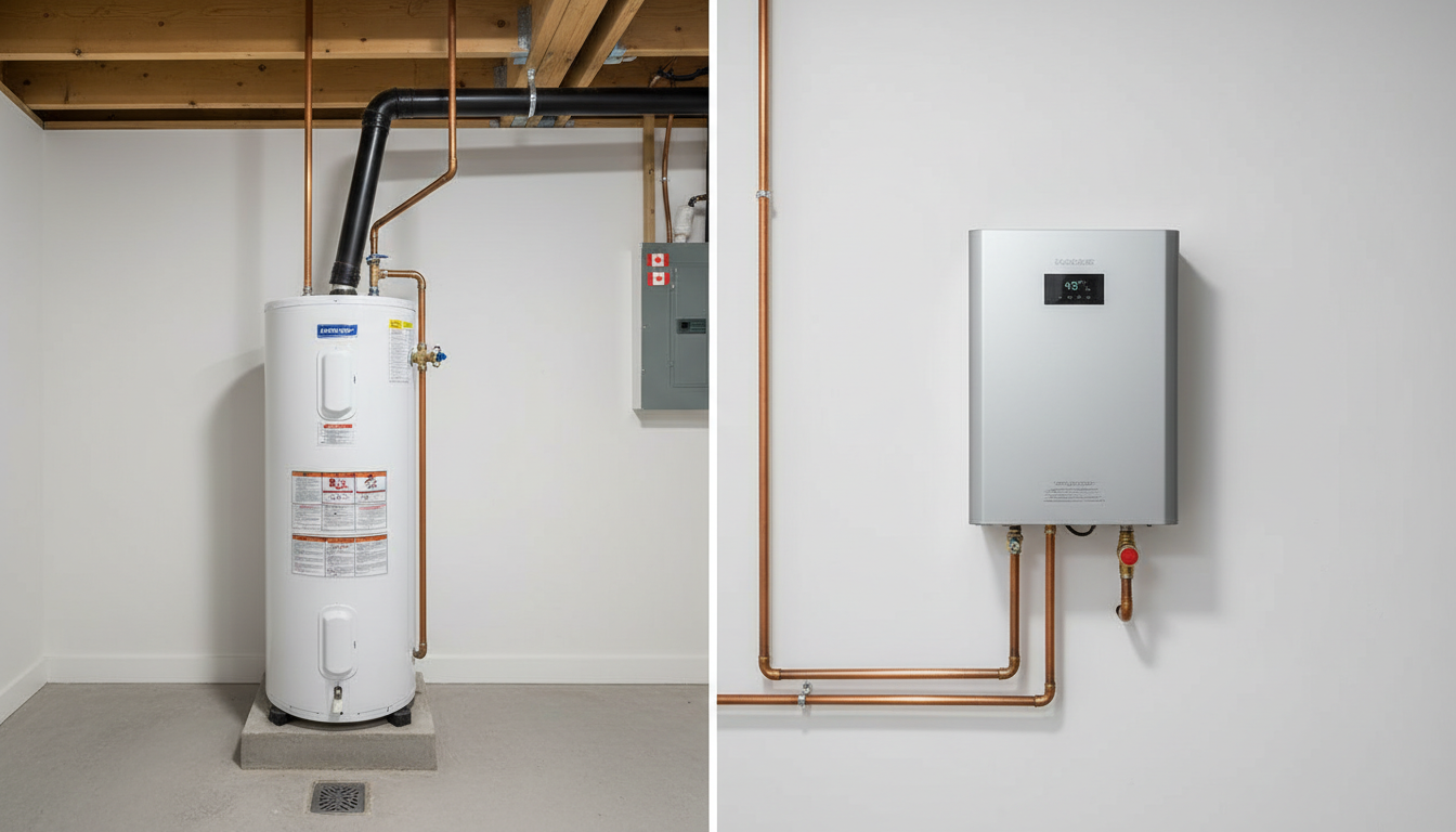 Tank vs tankless water heater side by side comparison